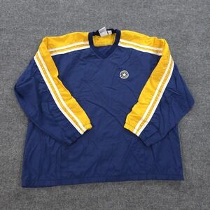 Vintage Converse Jacket Mens XL Blue Yellow All Star Pullover Windbreaker 90s‎
